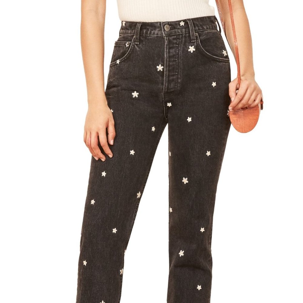 Reformation Cynthia Embroidered Jeans